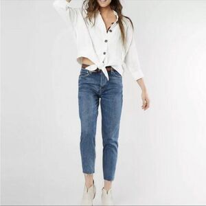FREE PEOPLE | Sunstreaks White Button Front Tie Top Gauze Lightweight Women’s XS
